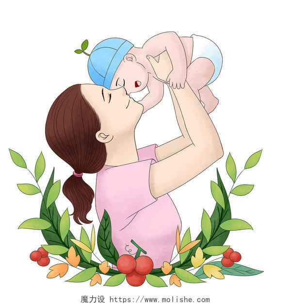 卡通可爱母婴妈妈和婴儿形象素材